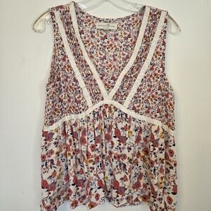 Penelope Rose Floral Sleeveless Babydoll Top Penelope Rose Sz L Cottagecore
